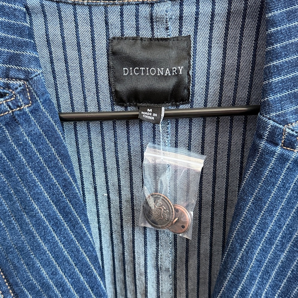 Denim Blue Pinstripe Jacket by Dictionary - Picture 5 of 8